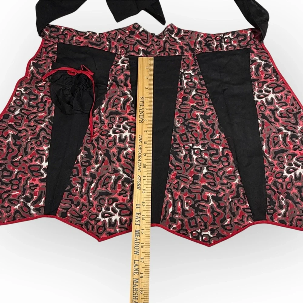 Retro Red and Black animal print Women's half Apron Goth Boop‎ Sexy